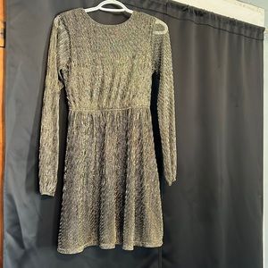 Long sleeve gold dress with black underlay